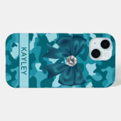 Blingy Teal Camouflage Personalized Case-Mate iPhone Case (Achterkant (horizontaal))
