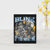 Blink If You Want Me Funny Alpha Wolf Bootleg Meme Kaart (Gele Bloem)