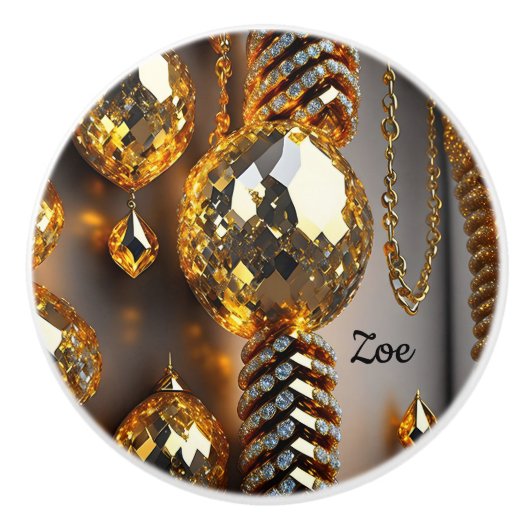 Blink! Mooie chaos-juwelen in goud Keramische Knop (Voorkant)