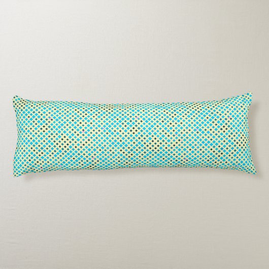 Blinking Pixels Pattern 01.LBlue. LYellow BG Lichaamskussen (Achterkant)