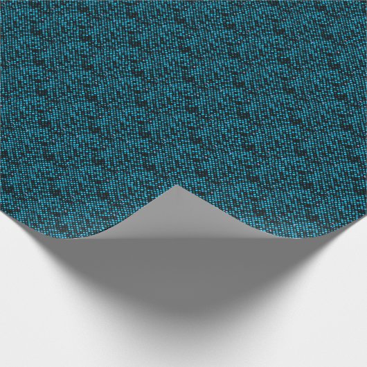 Blinking Pixels Pattern 01.LBlue. Zwart BG Cadeaupapier (Hoek)