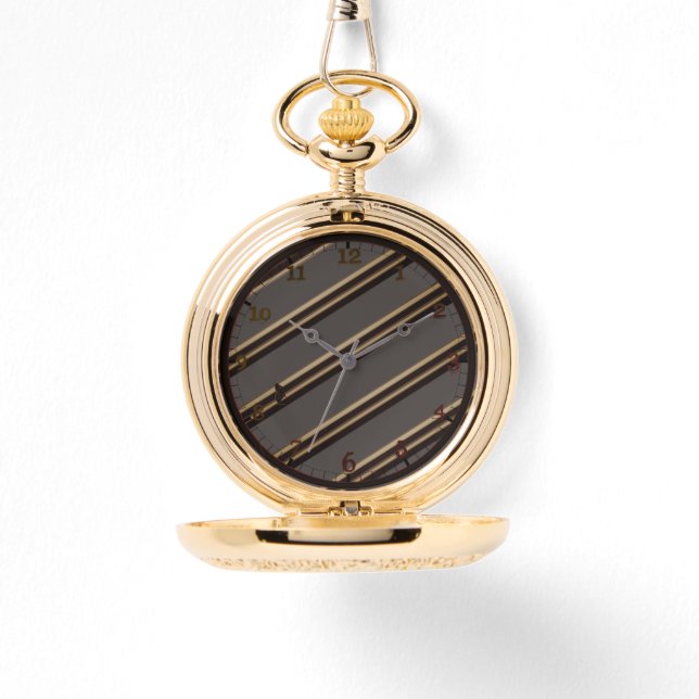 Blinky Bat Hide Stripe pattern Gold Pocket Watch Horloge (Voorkant)