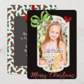 Blinten & Hollies, Two Sided Photo Kerstman Kaart (Voorkant / Achterkant)