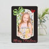 Blinten & Hollies, Two Sided Photo Kerstman Kaart (Staand voorkant)