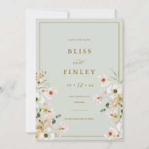 BLISS Bloemen Save The Date Mininale Trouwkaart