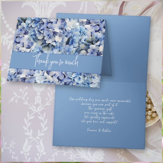 Bliss Blue Hydrangea Wedding Bedankt Bericht Kaart