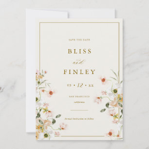 BLISS Floral Sla de datum Minimal Wedding Kaart