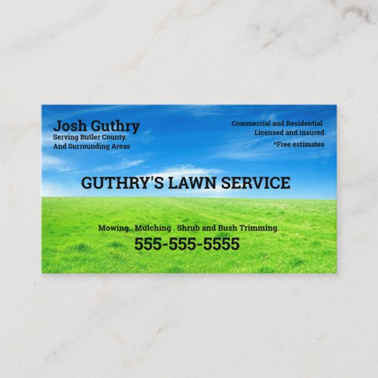 Bliss Lawncare Business Card Visitekaartje (Voorkant)