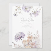 Bliss - Lila en Lavendel Bruiloft Save the Date Kaart (Voorkant)