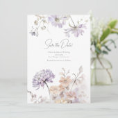 Bliss - Lila en Lavendel Bruiloft Save the Date Kaart (Staand voorkant)