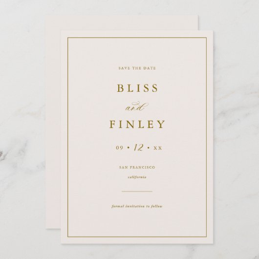 BLISS Minimal Sla de datum Minimal Wedding Kaart (Voorkant / Achterkant)