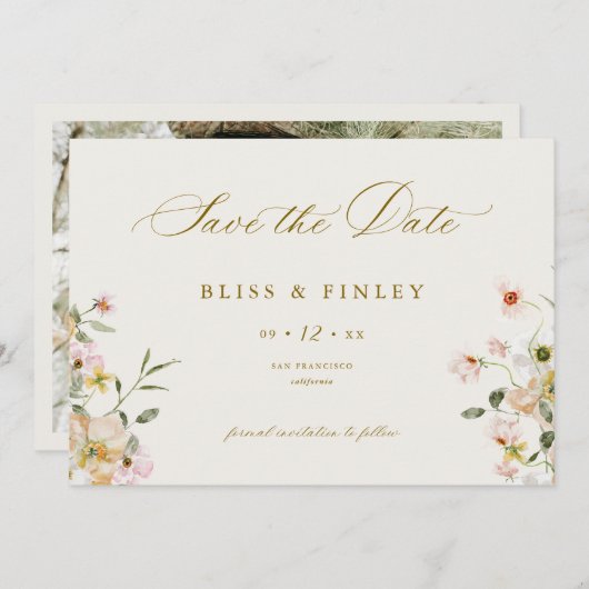 BLISS Pastel Save The Date Minimaal Trouwkaart (Voorkant / Achterkant)