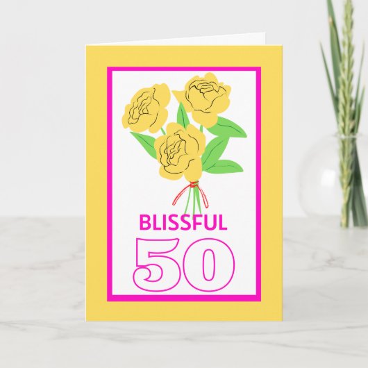 Blissful 50 Gold Wedding Jubileum Rozen Kaart (Voorkant)