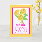 Blissful 50 Gold Wedding Jubileum Rozen Kaart (Gele Bloem)