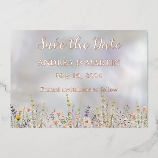 Blissful Blooms Bruiloft Bewaar de datum kaart (Voorkant)
