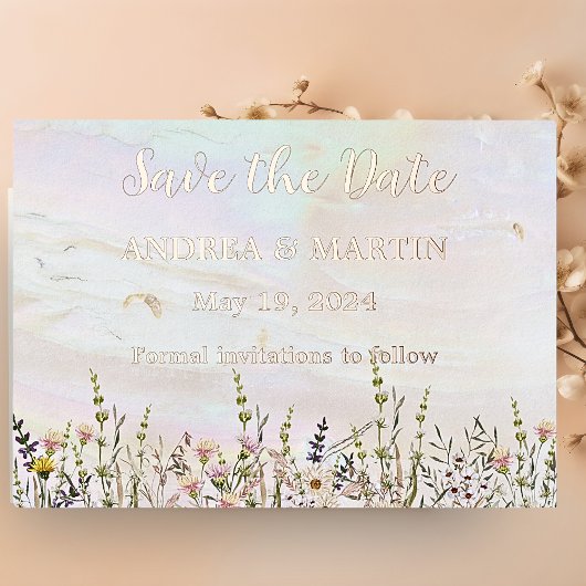 Blissful Blooms Bruiloft Bewaar de datum kaart