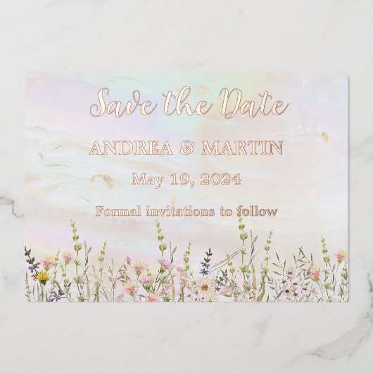 Blissful Blooms Bruiloft Bewaar de datum kaart (Voorkant)