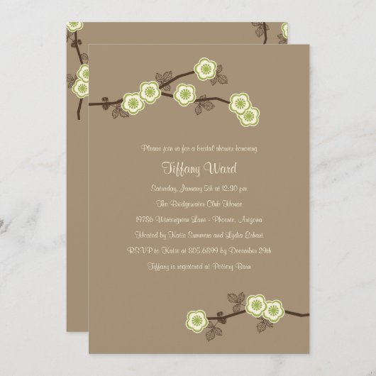 Blissful Blossom Bridal Shower Uitnodiging (Voorkant / Achterkant)