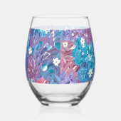 Blissful Blue Floral Wijnglas Zonder Voet (Rechts)