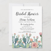 Blissful Blush Cactus Wedding Vrijgezellenfeest Kaart (Voorkant)