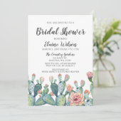 Blissful Blush Cactus Wedding Vrijgezellenfeest Kaart (Staand voorkant)