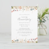 Blissful Boho Wildflower 50ste bruiloft Jubileum Kaart (Staand voorkant)