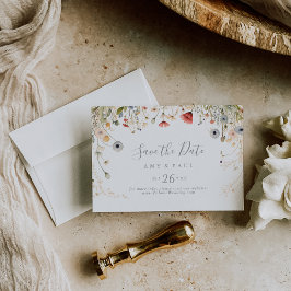 Blissful Boho Wildflower Horizontal Wedding Save The Date