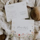 Blissful Boho Wildflower Menu Choice RSVP Postcard