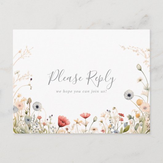 Blissful Boho Wildflower Menu Choice RSVP Postcard (Voorkant)