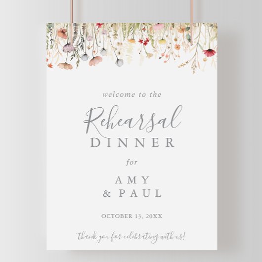 Blissful Boho Wildflower Rehearsal Dinner Welcome  Poster