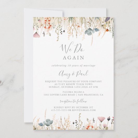 Blissful Boho Wildflower We Do Again Vow Renewal Kaart (Voorkant)