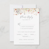 Blissful Boho Wildflower Wedding Menu Choice RSVP (Voorkant)