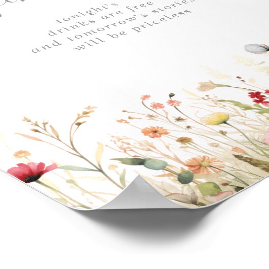  Blissful Boho Wildflower Wedding Open Bar  Poster (Hoek)
