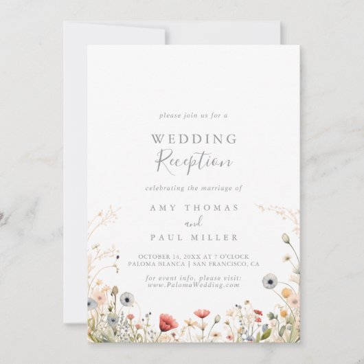 Blissful Boho Wildflower Wedding Reception Kaart (Voorkant)