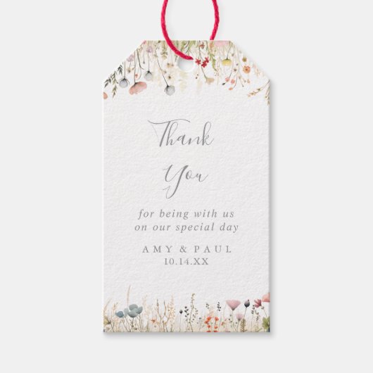 Blissful Boho Wildflower Wedding Thank You Cadeaulabel (Voorkant)