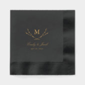 Blissful Branches Huwelijksmonogram Folie Servetten (Voorkant)