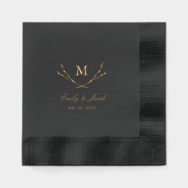 Blissful Branches Huwelijksmonogram Folie Servetten