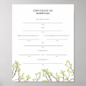 Blissful Branches Keepomwille Marriage Certificate Poster (Voorkant)