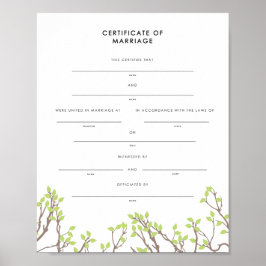 Blissful Branches Keepomwille Marriage Certificate Poster