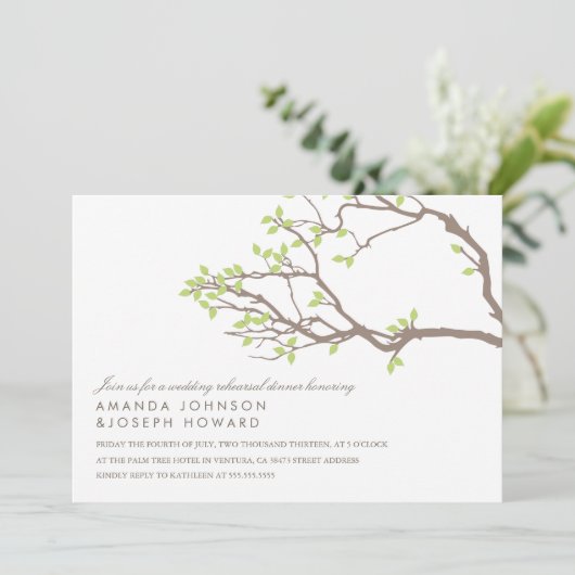 Blissful Branches Rehearsal Dinner Kaart (Staand voorkant)