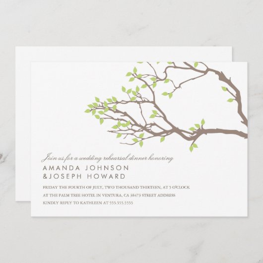 Blissful Branches Rehearsal Dinner Kaart (Voorkant / Achterkant)