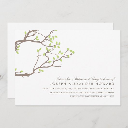Blissful Branches Retirement Party nodigt uit Kaart (Voorkant / Achterkant)