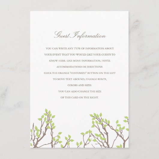 Blissful Branches Routebeschrijving/Informatie Kaa Informatiekaartje (Voorkant)