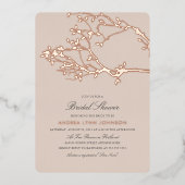 Blissful Branches Vrijgezellenfeest Roos Gold Folie Uitnodiging (Voorkant)