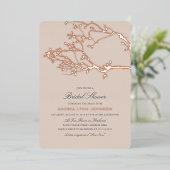 Blissful Branches Vrijgezellenfeest Roos Gold Folie Uitnodiging (Staand Voorkant)