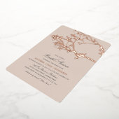 Blissful Branches Vrijgezellenfeest Roos Gold Folie Uitnodiging (Gedraaid)