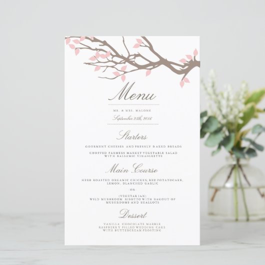 Blissful Branches Wedding Dinner Menu (Staand voorkant)