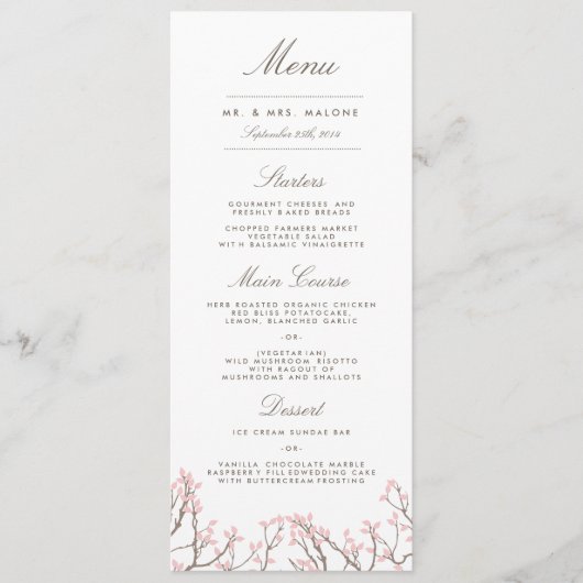 Blissful Branches Wedding Dinner Menu (Voorkant)