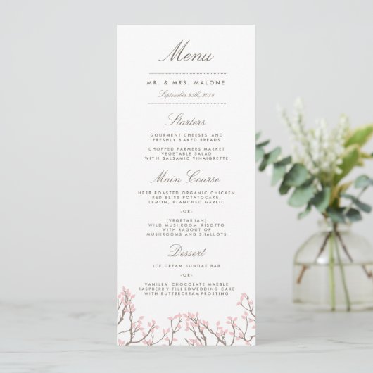 Blissful Branches Wedding Dinner Menu (Staand voorkant)