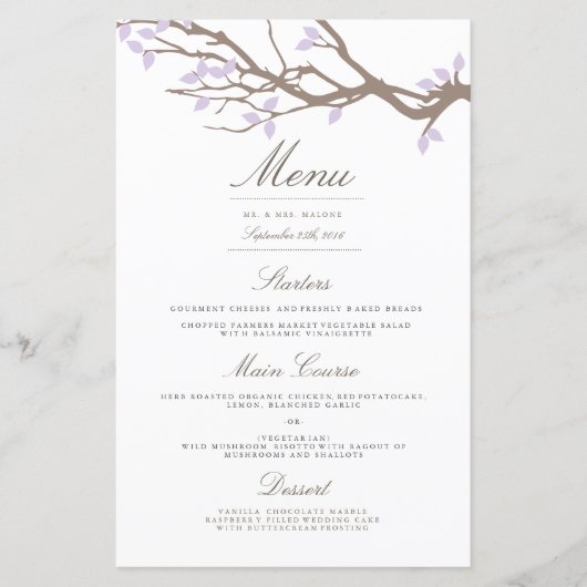 Blissful Branches Wedding Dinner Menu (Voorkant)